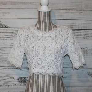 Windsor White Embroidered Lace  Crop Top